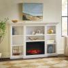 Walker Edison 70” Traditional Mantel Fireplace, Freestanding Electric Fireplace with Shelves to Display Decor or Books, Heats Rooms up to 1,000 Square Feet, 12.5″ D x 45″ H, White