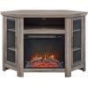 Walker Edison Alcott Classic Glass Door Fireplace Corner TV Stand for TVs up to 55 Inches, 48 Inch, Espresso(Grey Wash)