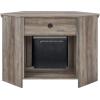 Walker Edison Alcott Classic Glass Door Fireplace Corner TV Stand for TVs up to 55 Inches, 48 Inch, Espresso(Grey Wash)