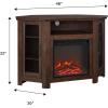 Walker Edison Alcott Classic Glass Door Fireplace Corner TV Stand for TVs up to 55 Inches, 48 Inch, Espresso(Traditional Brown)