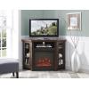 Walker Edison Alcott Classic Glass Door Fireplace Corner TV Stand for TVs up to 55 Inches, 48 Inch, Espresso(Traditional Brown)