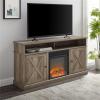 Walker Edison Atticus Farmhouse Tall X Barn Door Fireplace Stand for TVs up to 65 Inches, Grey Wash