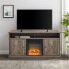 Walker Edison Atticus Farmhouse Tall X Barn Door Fireplace Stand for TVs up to 65 Inches, Grey Wash