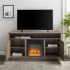 Walker Edison Atticus Farmhouse Tall X Barn Door Fireplace Stand for TVs up to 65 Inches, Grey Wash