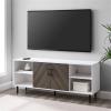 Walker Edison Caye Modern 2-Door Bookmatch TV Stand for TVs up to 65 Inches 58 Inch Ash Brown Bookmatch and Solid White