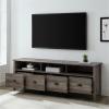 Walker Edison Chantilly 70 Inch Modern Farmhouse 4 Drawer TV Stand for TVs up to 80 Inches – Grey Wash(Grey Wash)