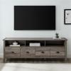Walker Edison Chantilly 70 Inch Modern Farmhouse 4 Drawer TV Stand for TVs up to 80 Inches – Grey Wash(Grey Wash)