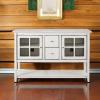 Walker Edison Charlotte Classic Glass Door Storage Buffet, 52 Inch, White(Antique White)