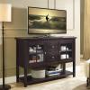 Walker Edison Charlotte Classic Glass Door Storage Buffet, 52 Inch, White(Espresso)