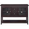 Walker Edison Charlotte Classic Glass Door Storage Buffet, 52 Inch, White(Espresso)