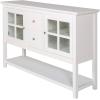 Walker Edison Charlotte Classic Glass Door Storage Buffet, 52 Inch, White(White)