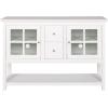 Walker Edison Charlotte Classic Glass Door Storage Buffet, 52 Inch, White(White)