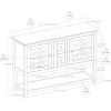 Walker Edison Charlotte Classic Glass Door Storage Buffet, 52 Inch, White(White)