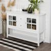 Walker Edison Charlotte Classic Glass Door Storage Buffet, 52 Inch, White(White)