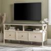 Walker Edison Clara Modern Farmhouse Two Tone Storage TV Stand for TVs up to 65 Inches 60 Inch Grey and White Wash