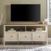 Walker Edison Clara Modern Farmhouse Two Tone Storage TV Stand for TVs up to 65 Inches 60 Inch Reclaimed Barnwood and White Wash