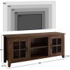 Walker Edison Dakota Modern Farmhouse 2 Glass Door TV Stand for TVs up to 65 Inches 58 Inch Dark Walnut