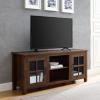 Walker Edison Dakota Modern Farmhouse 2 Glass Door TV Stand for TVs up to 65 Inches 58 Inch Dark Walnut