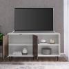 Walker Edison Fehr Modern 2 Door Bookmatch Asymmetrical Console for TVs up to 65 Inches, 58 Inch, Ash Brown(Ash Brown)