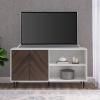 Walker Edison Fehr Modern 2 Door Bookmatch Asymmetrical Console for TVs up to 65 Inches, 58 Inch, Ash Brown(Ash Brown)