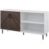 Walker Edison Fehr Modern 2 Door Bookmatch Asymmetrical Console for TVs up to 65 Inches, 58 Inch, Ash Brown(Ash Brown)