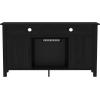 Walker Edison Glenwood Rustic Farmhouse Glass Door Highboy Fireplace TV Stand for TVs up to 65 Inches, 58 Inch, Driftwood(Black)