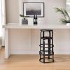 Walker Edison Hayes Modern Curved Metal and Solid Wood Barstool 26 Inch Black