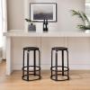 Walker Edison Hayes Modern Curved Metal and Solid Wood Barstool 26 Inch Black
