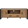 Walker Edison Industrial Modern Wood Universal TV Stand with Cabinet Doors and Open Shelves for TV’s up to 64″ Flat Screen Living Room Storage Entertainment Center, 60 Inch, Driftwood(Driftwood)