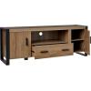 Walker Edison Industrial Modern Wood Universal TV Stand with Cabinet Doors and Open Shelves for TV’s up to 64″ Flat Screen Living Room Storage Entertainment Center, 60 Inch, Driftwood(Driftwood)