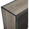Walker Edison Malcomb Urban Industrial Metal Mesh Double Door Rolling Bar Cabinet, 33 Inch, Rustic Oak(Grey)