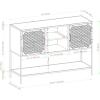 Walker Edison Malcomb Urban Industrial Metal Mesh Double Door Rolling Bar Cabinet, 33 Inch, Rustic Oak(Rustic Oak)