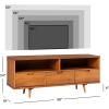 Walker Edison Millie Mid Century Modern 3 Drawer Solid Wood Low Stand for TVs up to 65 Inches, 58 Inch, White(Caramel)