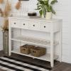 Walker Edison Modern Farmhouse Wood Buffet Sideboard Entryway Serving Storage Cabinet Doors Dining Room Console, 48 Inch, White