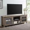 Walker Edison Portsmouth Classic 2 Glass Door TV Stand for TVs up to 80 Inches, 70 Inch, Birch(Grey Wash)