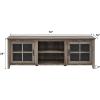 Walker Edison Portsmouth Classic 2 Glass Door TV Stand for TVs up to 80 Inches, 70 Inch, Birch(Grey Wash)