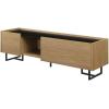 Walker Edison Rowan Contemporary Wood and Faux Marble Low Drop-Down Door TV Stand for TVs up to 65 Inches 63 Inch Coastal Oak
