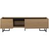 Walker Edison Rowan Contemporary Wood and Faux Marble Low Drop-Down Door TV Stand for TVs up to 65 Inches 63 Inch Coastal Oak