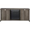 Walker Edison Rustic Farmhouse Wood and Glass Fireplace TV Stand with 2 Cabinet Doors for TV’s up to 65″, 60 Inch, Grey