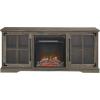 Walker Edison Rustic Farmhouse Wood and Glass Fireplace TV Stand with 2 Cabinet Doors for TV’s up to 65″, 60 Inch, Grey