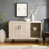 Walker Edison Saxon Modern Glass Shelf TV Stand for TVs up to 58 Inches, 52 Inch, Dark Walnut(Birch)
