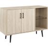 Walker Edison Saxon Modern Glass Shelf TV Stand for TVs up to 58 Inches, 52 Inch, Dark Walnut(Birch)