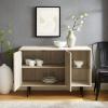 Walker Edison Saxon Modern Glass Shelf TV Stand for TVs up to 58 Inches, 52 Inch, Dark Walnut(Birch)
