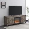 Walker Edison Sayer Modern Farmhouse Barn Door Fireplace Stand for TVs up to 80 Inches, 70 Inch, Grey Wash