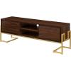 Walker Edison Simone Contemporary Gold-Frame Storage TV Stand for TVs up to 65 Inches 60 Inch Dark Walnut
