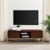 Walker Edison Simone Contemporary Gold-Frame Storage TV Stand for TVs up to 65 Inches 60 Inch Dark Walnut