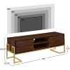Walker Edison Simone Contemporary Gold-Frame Storage TV Stand for TVs up to 65 Inches 60 Inch Dark Walnut