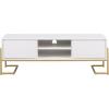 Walker Edison Simone Contemporary Gold-Frame Storage TV Stand for TVs up to 65 Inches 60 Inch Solid White