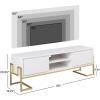 Walker Edison Simone Contemporary Gold-Frame Storage TV Stand for TVs up to 65 Inches 60 Inch Solid White