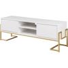 Walker Edison Simone Contemporary Gold-Frame Storage TV Stand for TVs up to 65 Inches 60 Inch Solid White